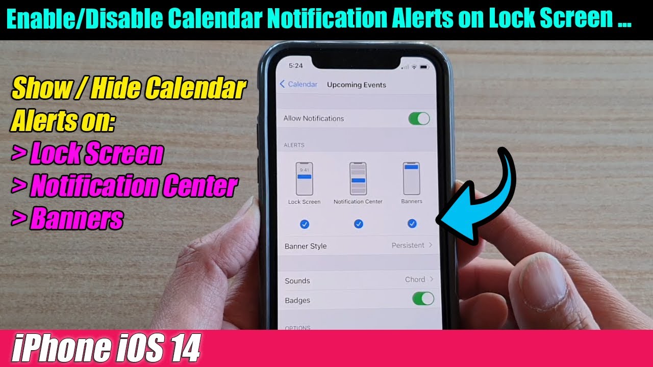 iPhone iOS 14 How to Enable/Disable Calendar Alerts on Lock Screen