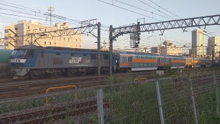 【中央線グリーン車甲種輸送】JR貨物 EF210-151号機+中央線グリーン車(4B) 9471レ 豊田行 牽引機入換→新鶴見信発車！[2023.09.27(水)]