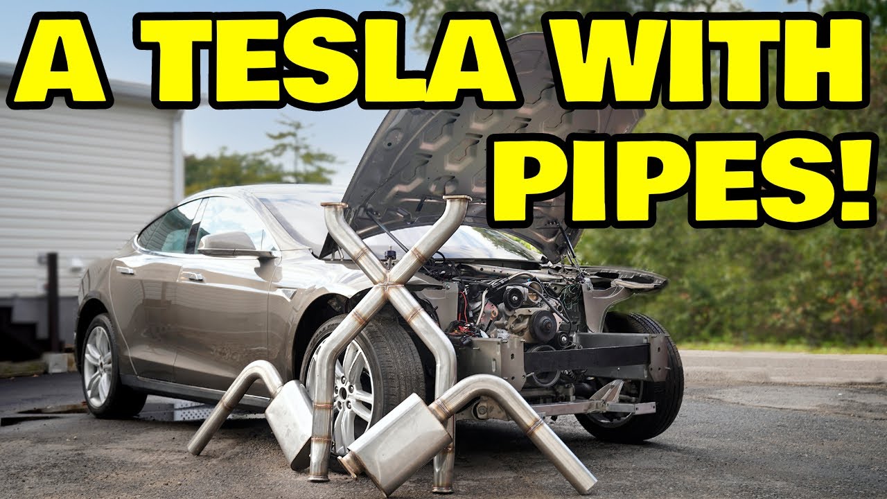 Giving the V8 Powered Tesla its one of a kind exhaust system YouTube