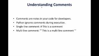 10 | Comments in Python | Single line Comment | Multi-line Comments in Python | Why we use comments