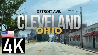 Road Tour of Cleveland, Ohio on Detroit Avenue in 4K - Downtown Cleveland & Vicinity - Driving Tour