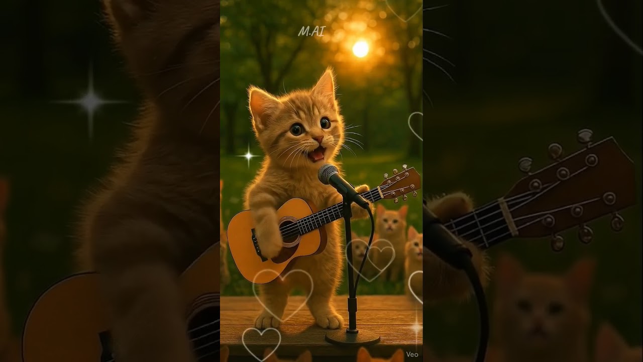 Cute Kitten Concert in the Garden 🎸🐾 | Adorable Singing Cat Show!” 