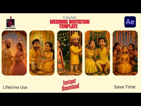 5 Wedding Invitation Templates Bundle - after effects Template file