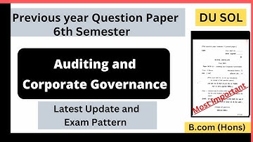 || Auditing and corporate Governance || Important Question paper || 6th semester || B.Com (Hons) ||