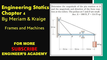 Determine the magnitude of pin reaction at A. Frames and Machines | Engineers Academy