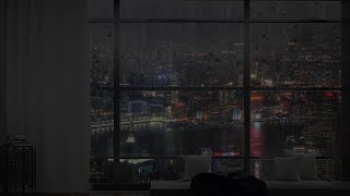 Listen to Heavy Thunder Rain Sounds out Cozy Bedroom in City for Sleeping, Studying and Meditaion