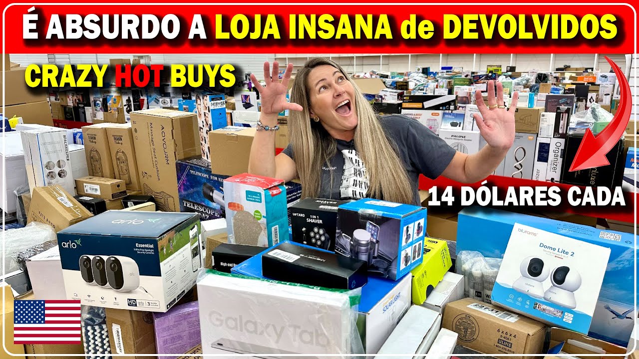 É ABSURDO a LOJA INSANA de DEVOLVIDOS da AMAZON e BEST BUY em ORLANDO! TUDO por U$ 14 DÓLARES.