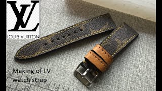 My hand stitched Louis Vuitton Apple Watch strap cut from a genuine leather  LV bag. What do you think? : r/AppleWatch
