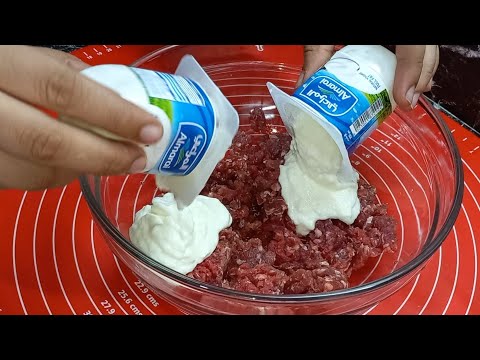 ضيفي الزبادي على اللحمه المفرومه واعمليها وليمه بربع كيلو لحمه مفرومه هتكفي كل العيله وهتعتمديها