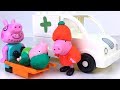 STORY WITH PEPPA PIG SKIING  GEORGE'S ACCIDENT AND PAPA PIG IS DIVING THE AMBULANCE TO HOSPITAL