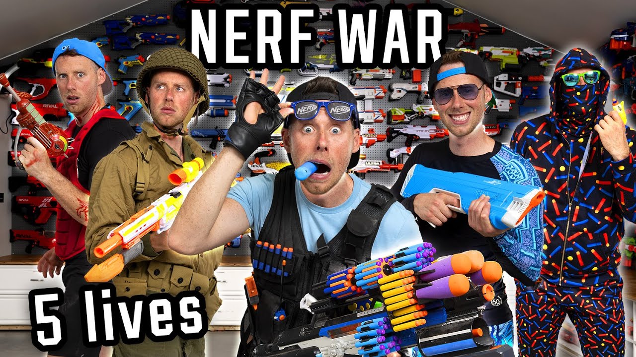 NERF WAR | HUGE NERF GUN ARSENAL BATTLE - YouTube