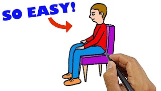 how to draw a person sitting down step by step easy version easy drawings