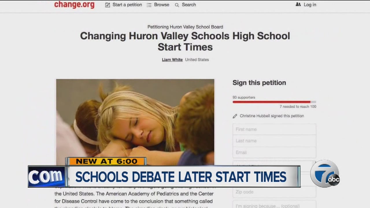 Petition to push back school start time YouTube
