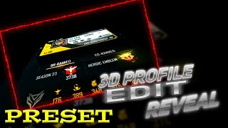 #freefire  3D PROFILE REVEAL Edit Full tutorial In Android | preset profile screenshot 2
