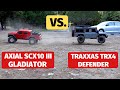 Axial Gladiator vs. Traxxas Defender - SCX10 iii and TRX-4 best trail crawler comparison