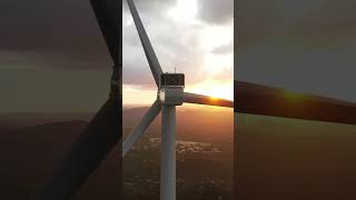 Epic wind turbines at sunset