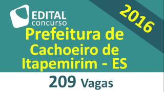 Edital Concurso Prefeitura de Cachoeiro de Itapemirim ES 2016 Espirito Santo