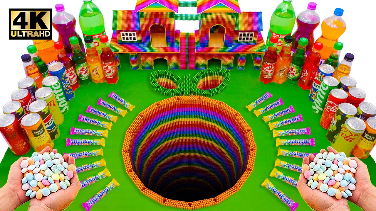 Что произойдёт, если бросить все безалкогольные напитки — Coca-Cola, Fanta, Cola и Mentos — в «Ор...