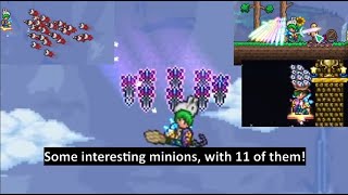 Terraria with 11 minion slots to spawn 22 minions are like... (spawning max amount of minions)