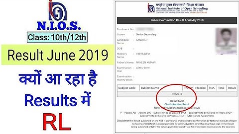 NIOS | Results June 2019| RL Mean