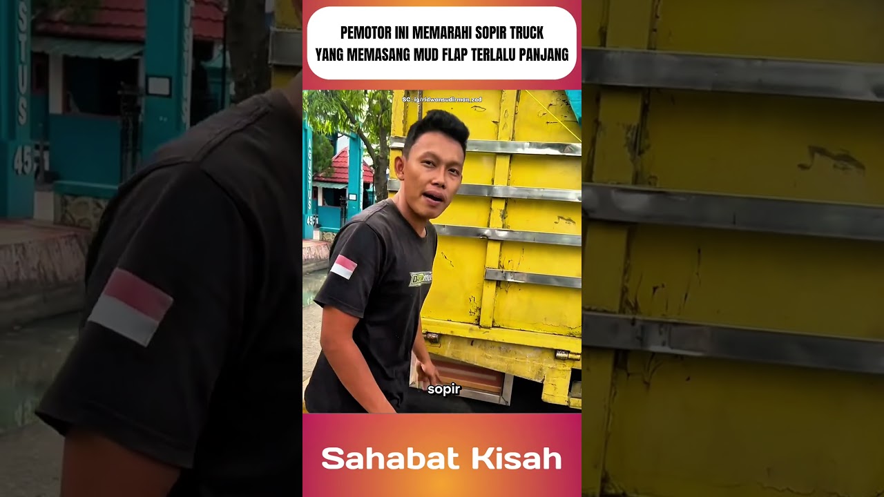 Pemotor ini memarahi sopir truk yang memasang pelindung lumpur ban terlalu panjang #shorts
