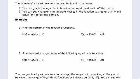6.4 Part 3 - Domain and range of logarithmic functions