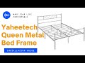 Yaheetech metal bed frame w cross back detailing installation guide queen bedframe