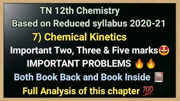 TN 12th Chemistry Chapter 7 important 2,3,5 marks & important problems Reduced Syllabus 2020-21