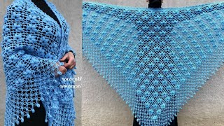شال كروشيه مثلث سهل وجديد/crochet shawl