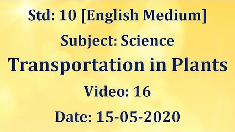 Std10 Science "Transportation in Plants" Video:16 Date:15 05 2020
