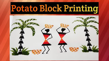 Block Printing With Potato|Easy warli art with Potato for beginners|DIY Easy Block Printing At Home