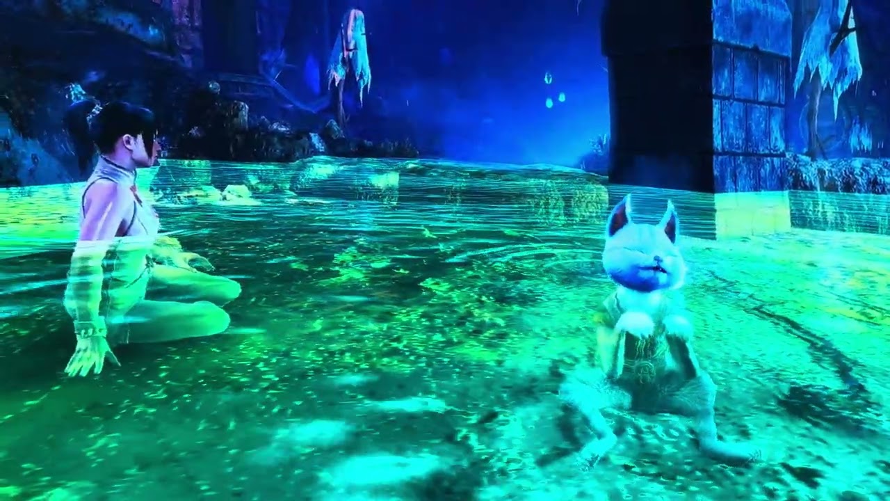 Monster Hunter World Iceborne: Just sitting in the Onsen (Hot Spring) with my Palico PS5 Pro