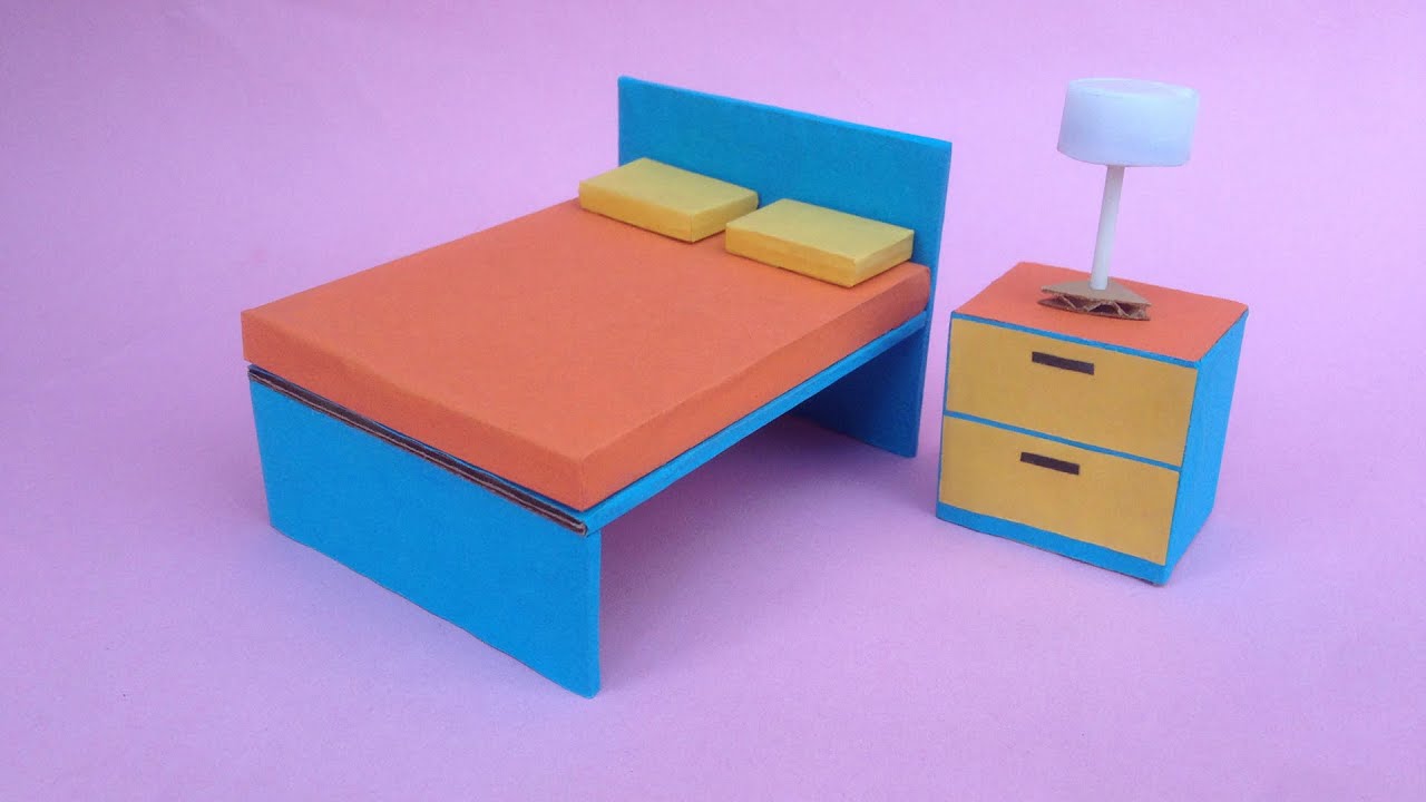 How to Make Bed From Cardboard _ DIY Miniature Cardboard Bed YouTube