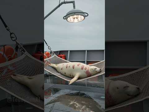 Rescuing an albino seal from a metal cage trap and a painful skin fungus