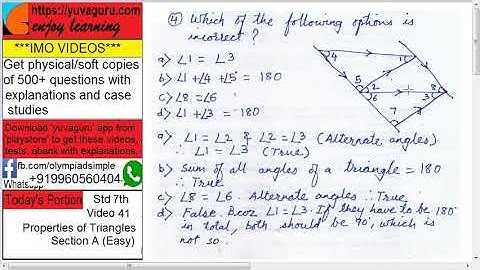 41 IMO Int Math Olympiad Video Std 7 Properties ofTriangle freeVideo1 by Vishal Mantri +919960560404