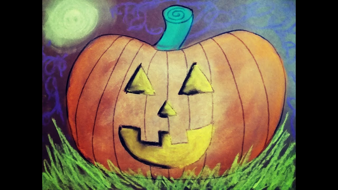 Chalk Pastel Jack O' Lantern