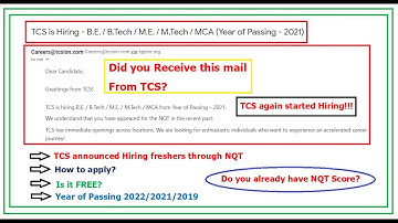 TCS sending Survey mail for Interview + TCS announced Hiring through NQT, Is it FREE? How to apply?