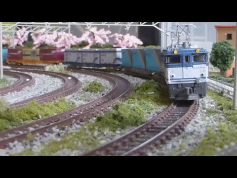 Nゲージ EF65 1000番台 前期形 JR貨物2次更新車色 コンテナ列車 走行シーン集