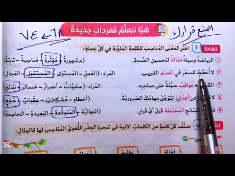 حل صفحه 68 و 69 و 70 الى صفحه 74 سلاح التلميذ لغه عربيه الصف السادس تدريبات درس اصنع قرارك