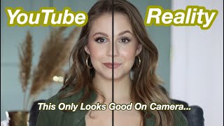 YouTube Makeup Looks CAKEY in Real Life Side by Side Comparison of Everyday Makeup vs YouTube