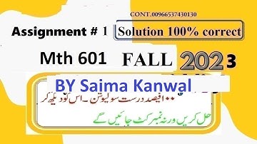 mth 601 assignment 1 solution fall 2023|mth601 assignment 1 solution fall 2023|mth 601 assignment 1