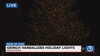 Video: Grinch vandalizes holiday lights in Middletown