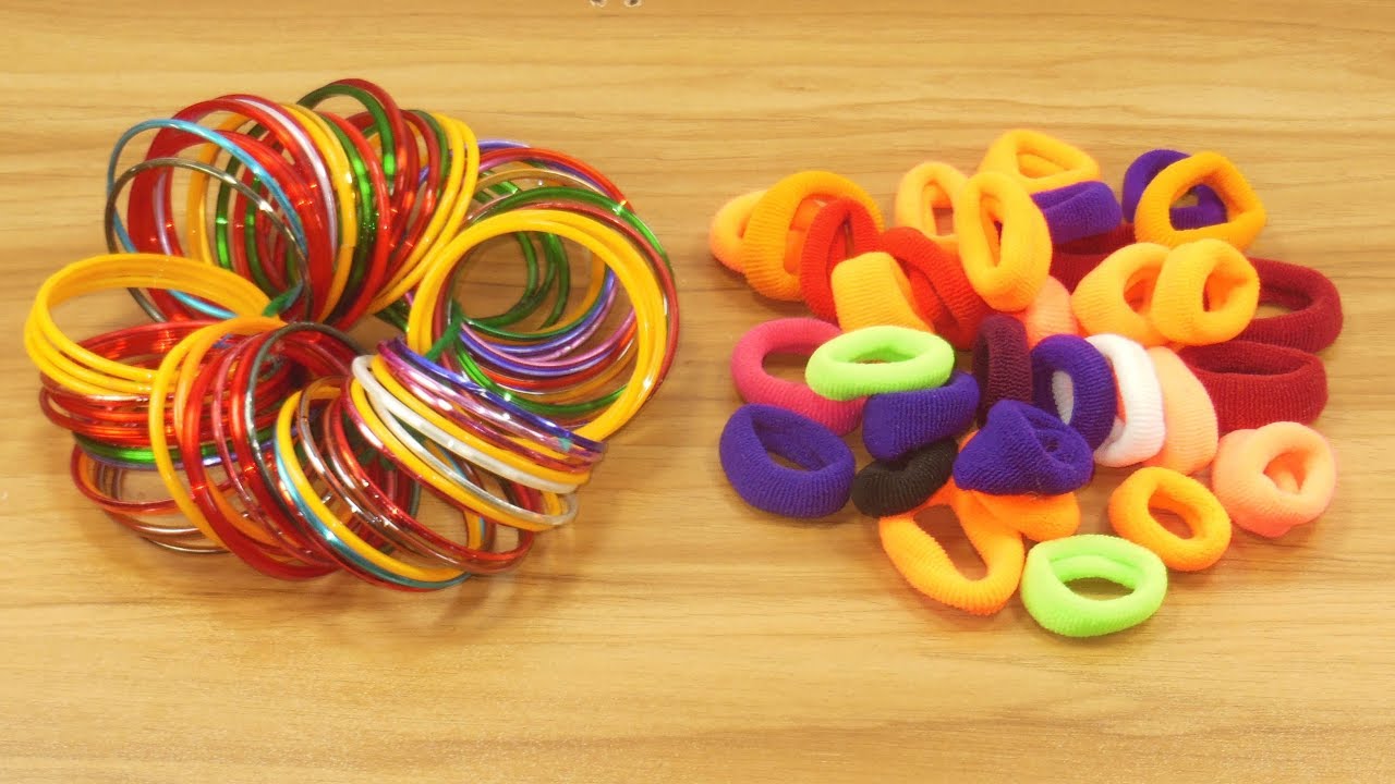 Hair rubber bands & DIY Old bangles reuse idea DIY art and craft