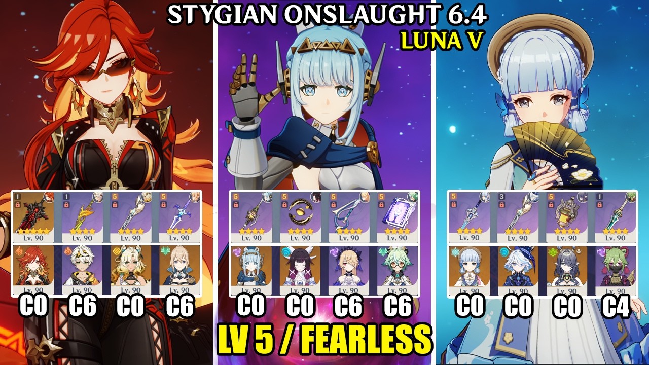 Stygian Onslaught 6.4 - Lv 5 Fearless | C0 Mavuika C0 Ineffa C0 Ayaka | Genshin Impact 【原神】