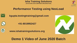 Performance Testing Using NeoLoad Demo . Pls call / whatsapp us on +91-8019952427 to enroll Net Worth