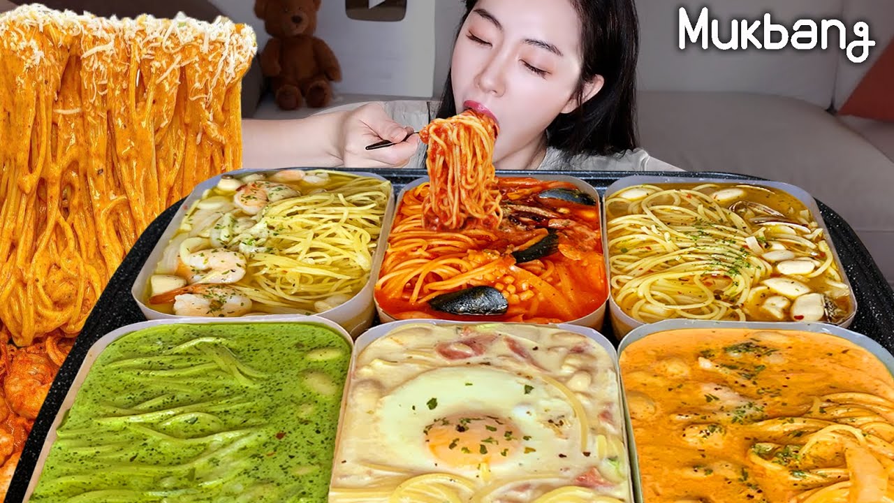 Я был голоден на рассвете, поэтому съел 6 видов пасты.REAL MUKBANG▶ㅣREAL SOUNDㅣASMR MUKBANG ☆