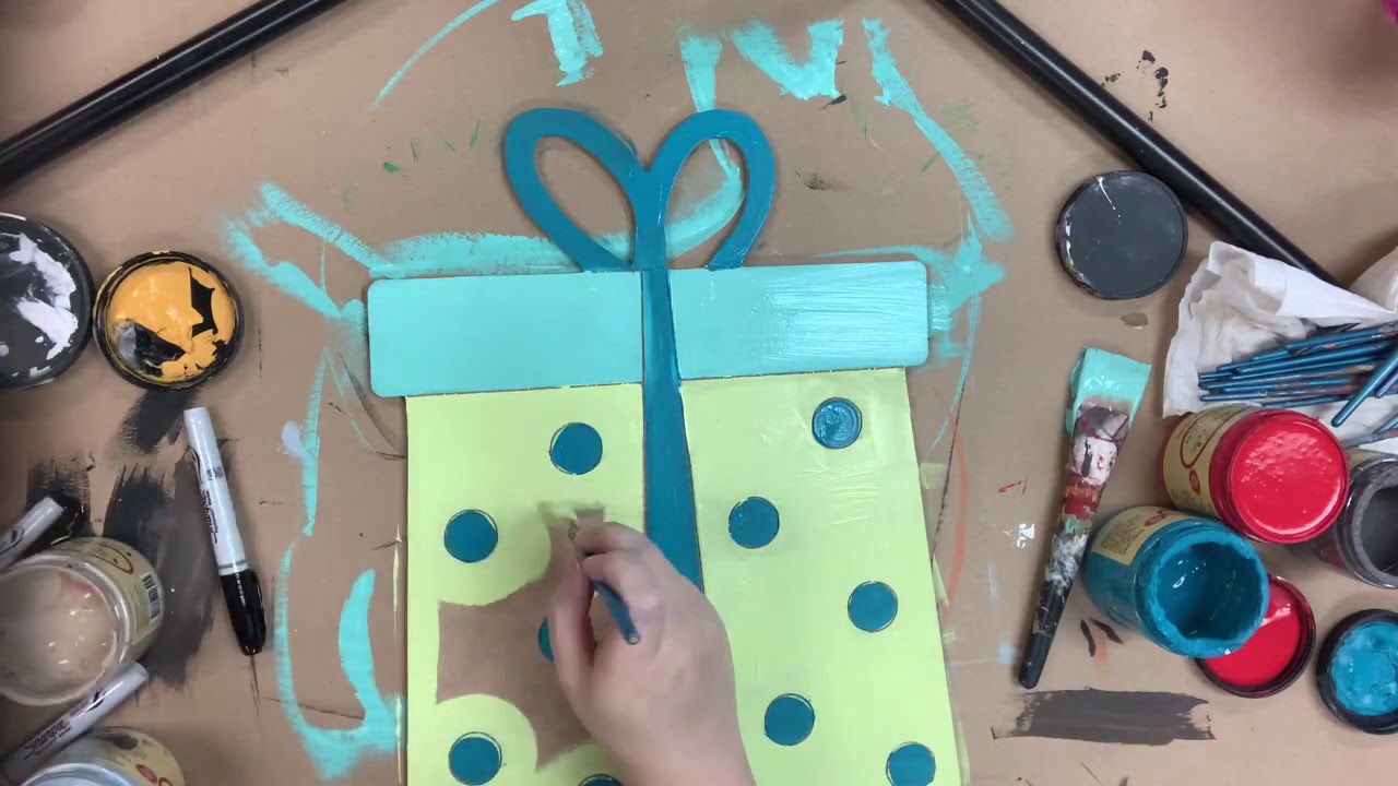 Christmas Present Wooden Craft Shape Painting Tutorial S3X19