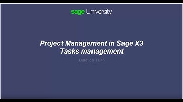 Sage X3 - PJM - Tasks management - V11 2017