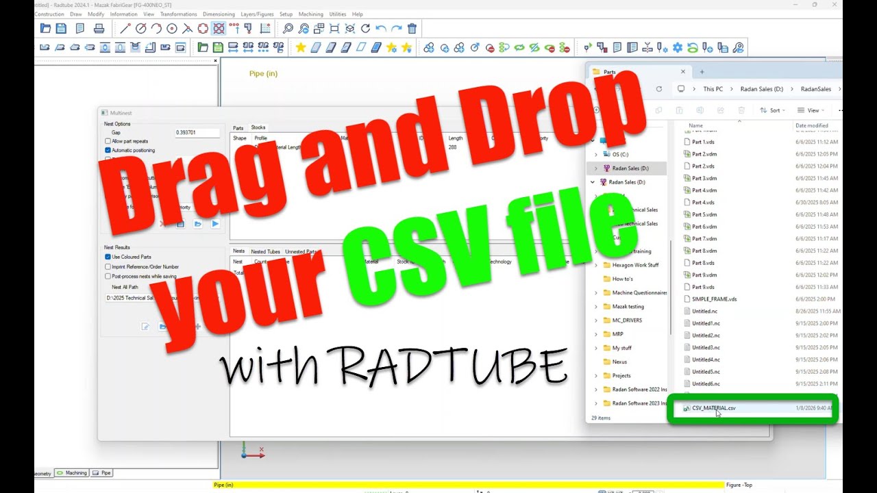 Importing a CSV file into RADTUBE