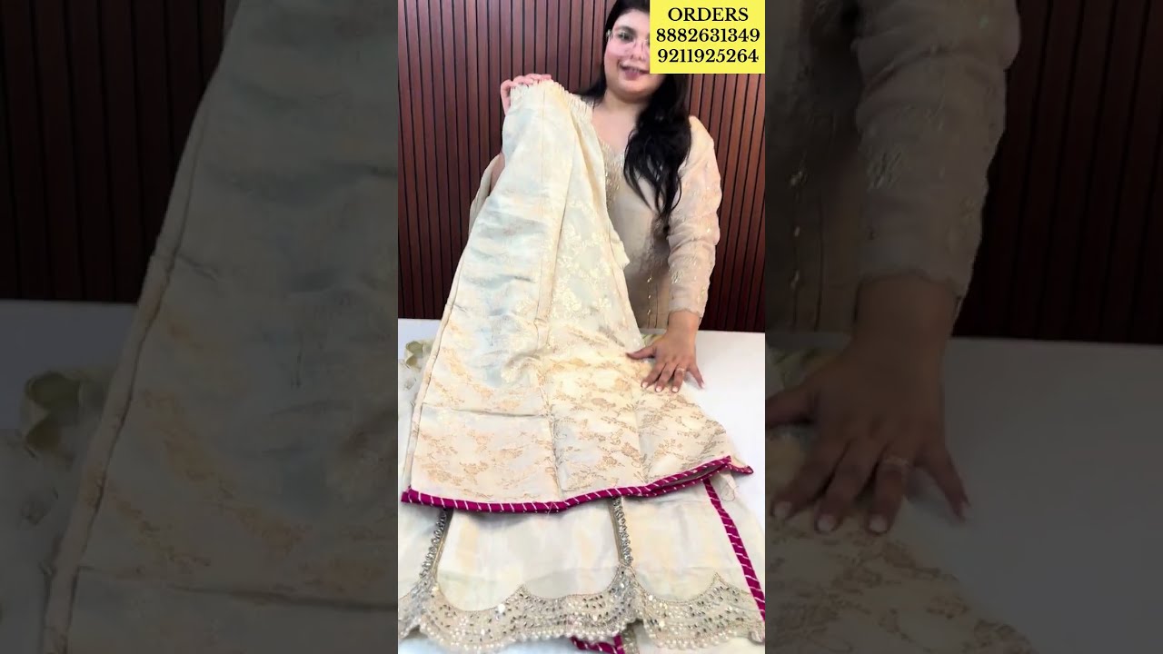 2 Mar | Mesmerising Party Wear Special - tissue shimmer lace divider style handwork kurta sets 💜